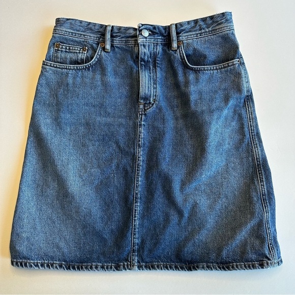 Acne Studios Blå Konst Mid Length Denim Jean Skirt Shadow Mid Blu Size 29 - Picture 14 of 14